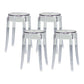 Modern Armless Backless Counter Stool Plastic Living Room Bar Stool with Plastic Pedal Clear 4 Piece Set Short Stool(18"H) Clearhalo 'Bar Furniture' 'Bar Stools' 'bar_stools' 'furn' 'furn_bar_stools' 'furniture_bar_stools' 'Kitchen & Dining Furniture' 'kitchen&dining_furn' 'kitchen' 'kitchen_furn' Furniture' 4251066