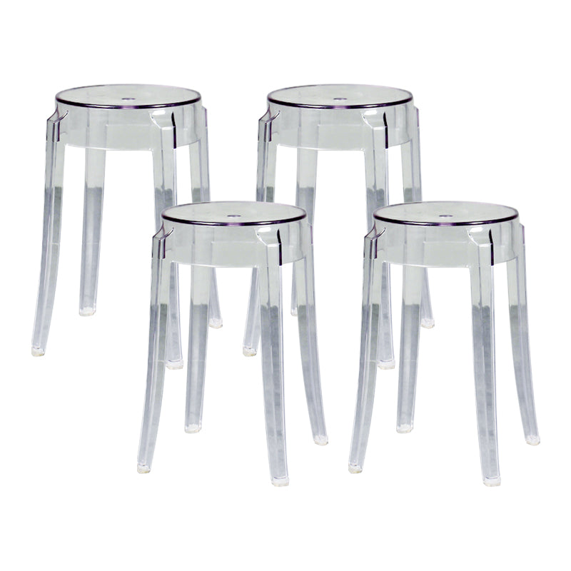 Modern Armless Backless Counter Stool Plastic Living Room Bar Stool with Plastic Pedal Clear 4 Piece Set Short Stool(18"H) Clearhalo 'Bar Furniture' 'Bar Stools' 'bar_stools' 'furn' 'furn_bar_stools' 'furniture_bar_stools' 'Kitchen & Dining Furniture' 'kitchen&dining_furn' 'kitchen' 'kitchen_furn' Furniture' 4251066