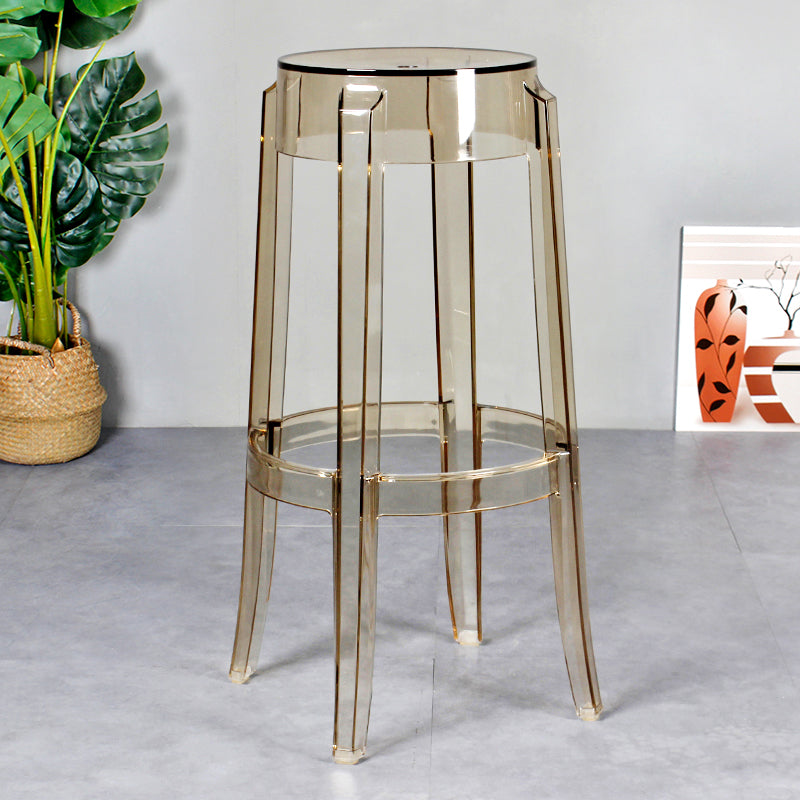 Modern Armless Backless Counter Stool Plastic Living Room Bar Stool with Plastic Pedal Amber 1 Piece Bar Stool(30"H) Clearhalo 'Bar Furniture' 'Bar Stools' 'bar_stools' 'furn' 'furn_bar_stools' 'furniture_bar_stools' 'Kitchen & Dining Furniture' 'kitchen&dining_furn' 'kitchen' 'kitchen_furn' Furniture' 4251067
