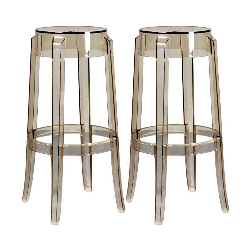 Modern Armless Backless Counter Stool Plastic Living Room Bar Stool with Plastic Pedal Amber 2 Piece Set Bar Stool(30"H) Clearhalo 'Bar Furniture' 'Bar Stools' 'bar_stools' 'furn' 'furn_bar_stools' 'furniture_bar_stools' 'Kitchen & Dining Furniture' 'kitchen&dining_furn' 'kitchen' 'kitchen_furn' Furniture' 4251068