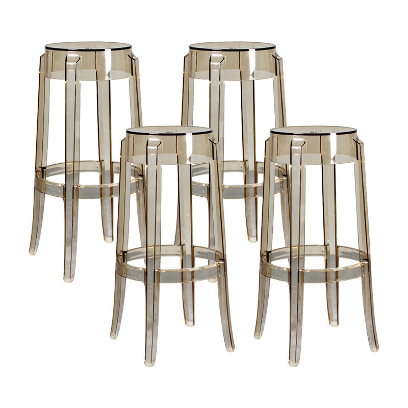 Modern Armless Backless Counter Stool Plastic Living Room Bar Stool with Plastic Pedal Amber 4 Piece Set Bar Stool(30"H) Clearhalo 'Bar Furniture' 'Bar Stools' 'bar_stools' 'furn' 'furn_bar_stools' 'furniture_bar_stools' 'Kitchen & Dining Furniture' 'kitchen&dining_furn' 'kitchen' 'kitchen_furn' Furniture' 4251069