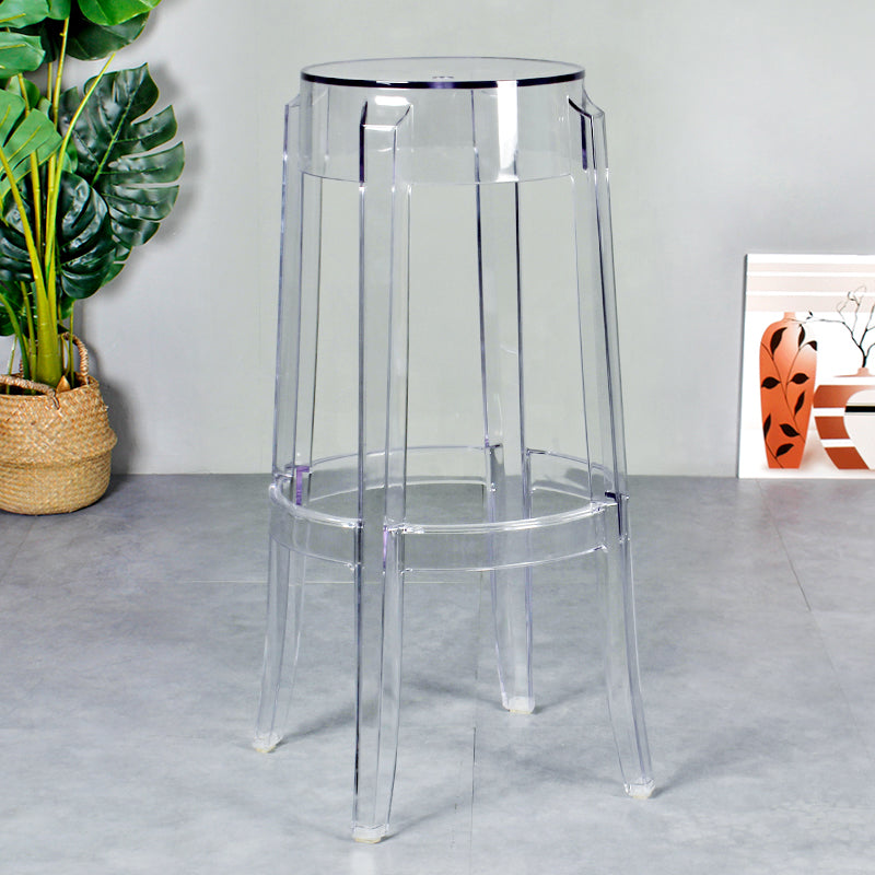 Modern Armless Backless Counter Stool Plastic Living Room Bar Stool with Plastic Pedal Clear 1 Piece Bar Stool(30"H) Clearhalo 'Bar Furniture' 'Bar Stools' 'bar_stools' 'furn' 'furn_bar_stools' 'furniture_bar_stools' 'Kitchen & Dining Furniture' 'kitchen&dining_furn' 'kitchen' 'kitchen_furn' Furniture' 4251070