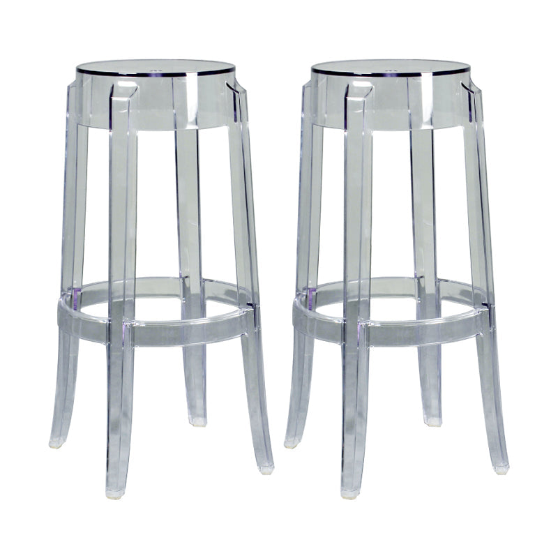 Modern Armless Backless Counter Stool Plastic Living Room Bar Stool with Plastic Pedal Clear 2 Piece Set Bar Stool(30"H) Clearhalo 'Bar Furniture' 'Bar Stools' 'bar_stools' 'furn' 'furn_bar_stools' 'furniture_bar_stools' 'Kitchen & Dining Furniture' 'kitchen&dining_furn' 'kitchen' 'kitchen_furn' Furniture' 4251071