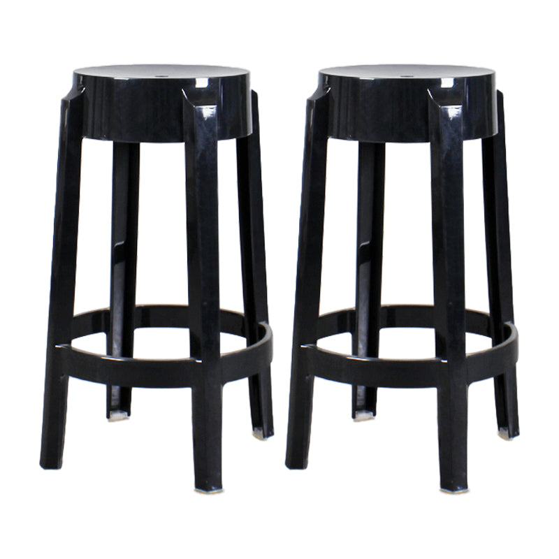 Modern Armless Backless Counter Stool Plastic Living Room Bar Stool with Plastic Pedal Black 2 Piece Set Counter Stool(26"H) Clearhalo 'Bar Furniture' 'Bar Stools' 'bar_stools' 'furn' 'furn_bar_stools' 'furniture_bar_stools' 'Kitchen & Dining Furniture' 'kitchen&dining_furn' 'kitchen' 'kitchen_furn' Furniture' 4251074
