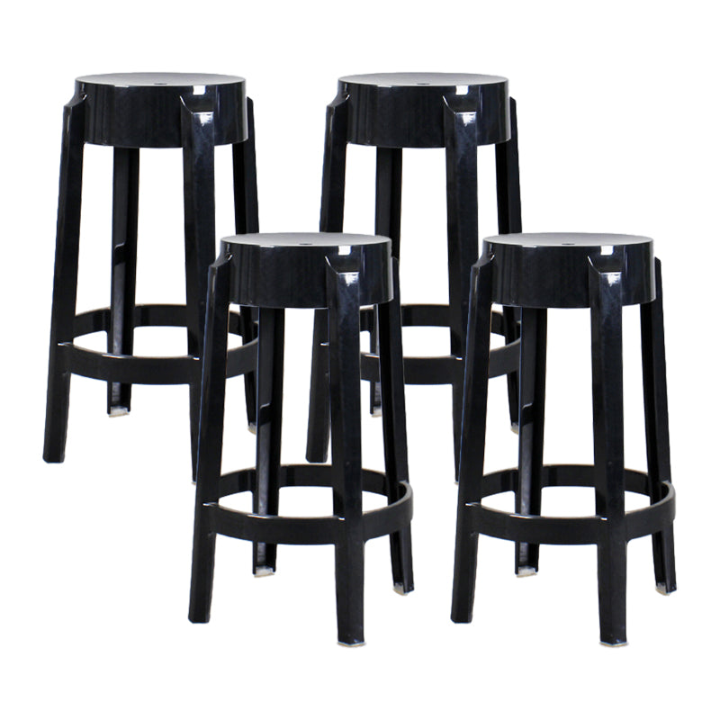 Modern Armless Backless Counter Stool Plastic Living Room Bar Stool with Plastic Pedal Black 4 Piece Set Counter Stool(26"H) Clearhalo 'Bar Furniture' 'Bar Stools' 'bar_stools' 'furn' 'furn_bar_stools' 'furniture_bar_stools' 'Kitchen & Dining Furniture' 'kitchen&dining_furn' 'kitchen' 'kitchen_furn' Furniture' 4251075