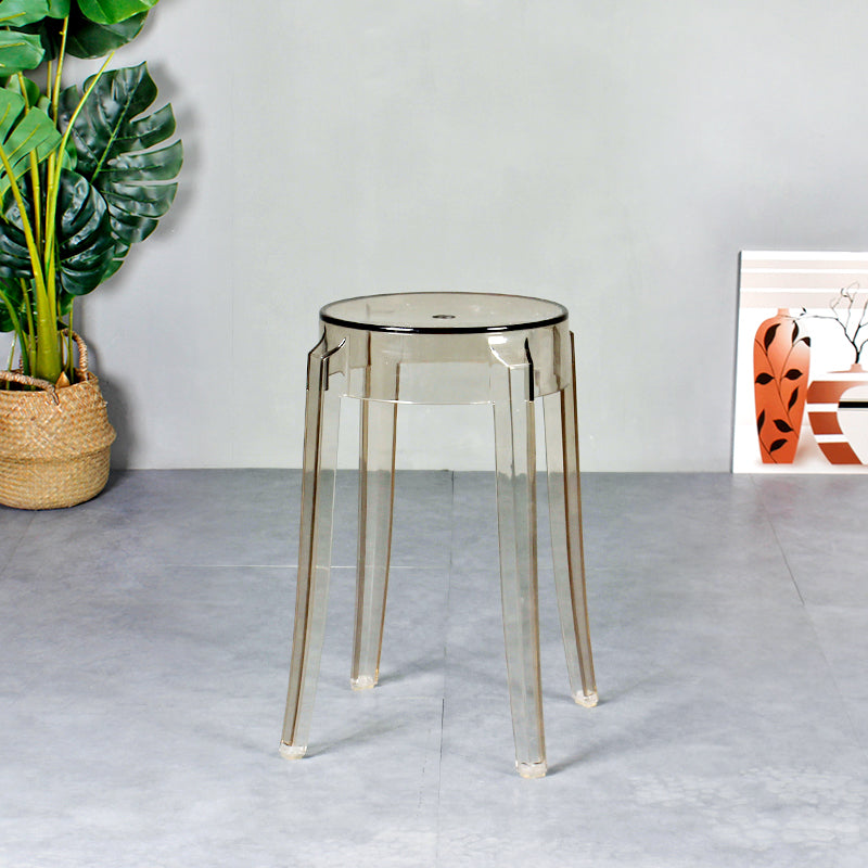 Modern Armless Backless Counter Stool Plastic Living Room Bar Stool with Plastic Pedal Amber 1 Piece Short Stool(18"H) Clearhalo 'Bar Furniture' 'Bar Stools' 'bar_stools' 'furn' 'furn_bar_stools' 'furniture_bar_stools' 'Kitchen & Dining Furniture' 'kitchen&dining_furn' 'kitchen' 'kitchen_furn' Furniture' 4251076