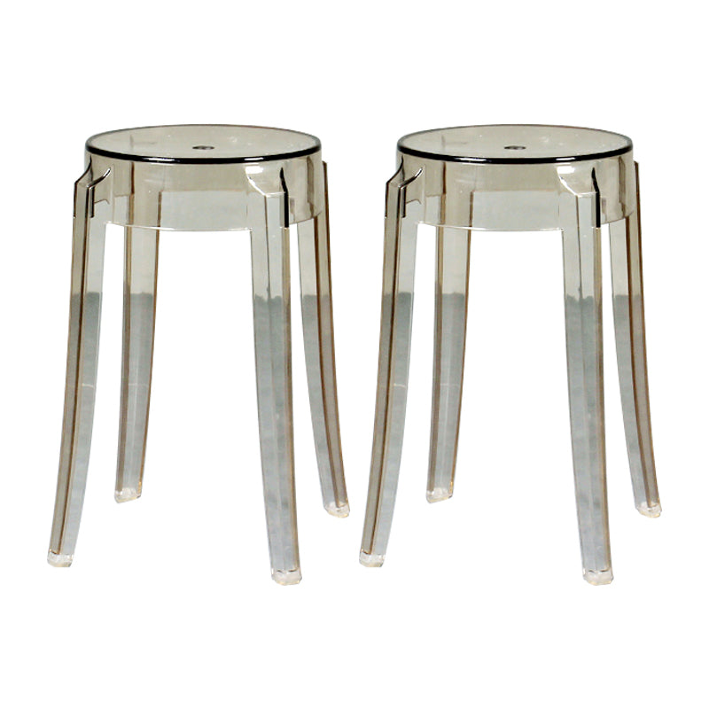 Modern Armless Backless Counter Stool Plastic Living Room Bar Stool with Plastic Pedal Amber 2 Piece Set Short Stool(18"H) Clearhalo 'Bar Furniture' 'Bar Stools' 'bar_stools' 'furn' 'furn_bar_stools' 'furniture_bar_stools' 'Kitchen & Dining Furniture' 'kitchen&dining_furn' 'kitchen' 'kitchen_furn' Furniture' 4251077