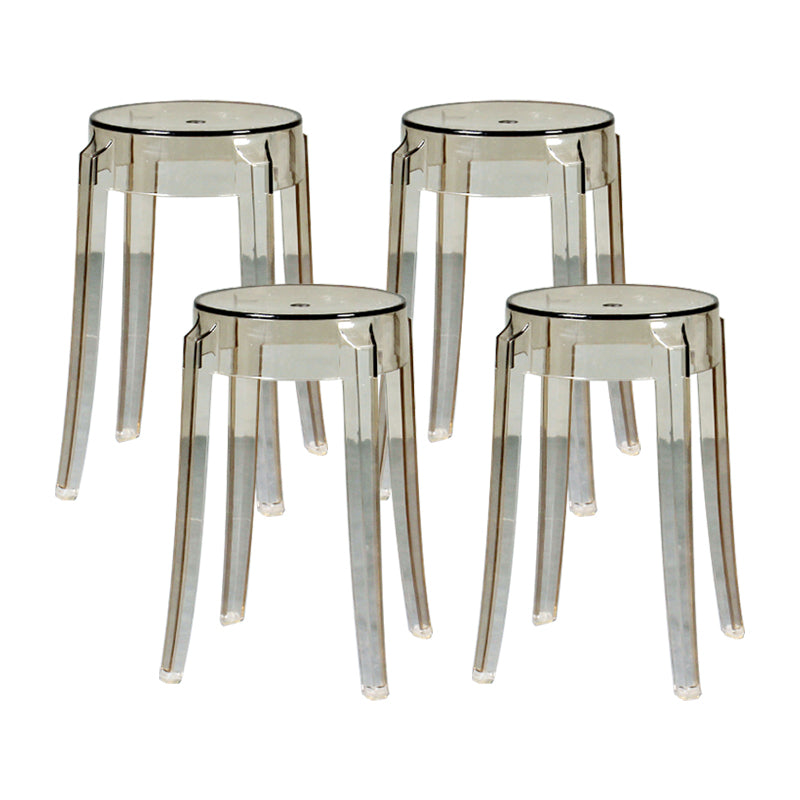 Modern Armless Backless Counter Stool Plastic Living Room Bar Stool with Plastic Pedal Amber 4 Piece Set Short Stool(18"H) Clearhalo 'Bar Furniture' 'Bar Stools' 'bar_stools' 'furn' 'furn_bar_stools' 'furniture_bar_stools' 'Kitchen & Dining Furniture' 'kitchen&dining_furn' 'kitchen' 'kitchen_furn' Furniture' 4251078