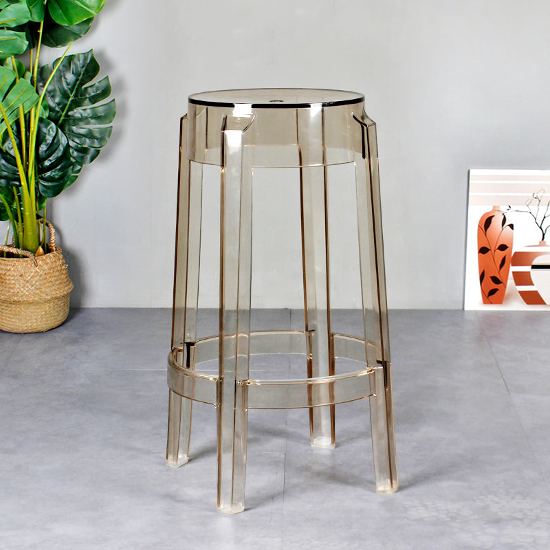 Modern Armless Backless Counter Stool Plastic Living Room Bar Stool with Plastic Pedal Amber 1 Piece Counter Stool(26"H) Clearhalo 'Bar Furniture' 'Bar Stools' 'bar_stools' 'furn' 'furn_bar_stools' 'furniture_bar_stools' 'Kitchen & Dining Furniture' 'kitchen&dining_furn' 'kitchen' 'kitchen_furn' Furniture' 4251079