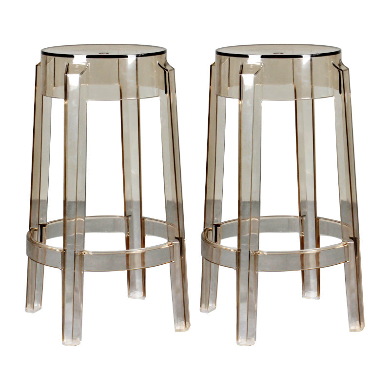 Modern Armless Backless Counter Stool Plastic Living Room Bar Stool with Plastic Pedal Amber 2 Piece Set Counter Stool(26"H) Clearhalo 'Bar Furniture' 'Bar Stools' 'bar_stools' 'furn' 'furn_bar_stools' 'furniture_bar_stools' 'Kitchen & Dining Furniture' 'kitchen&dining_furn' 'kitchen' 'kitchen_furn' Furniture' 4251080