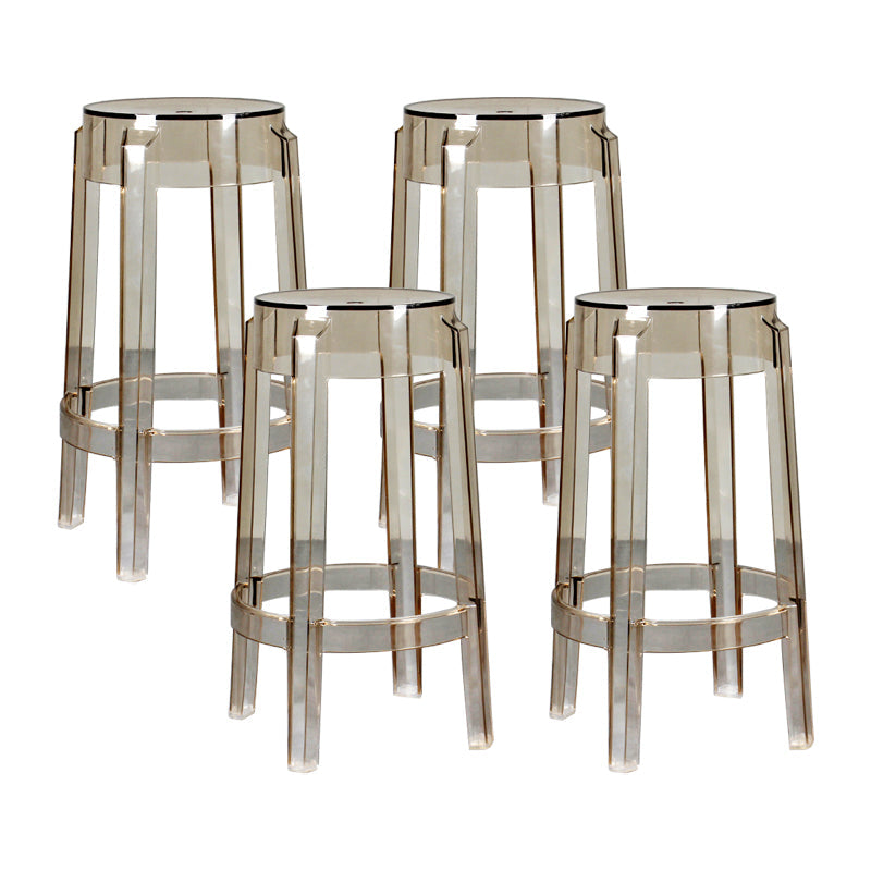 Modern Armless Backless Counter Stool Plastic Living Room Bar Stool with Plastic Pedal Amber 4 Piece Set Counter Stool(26"H) Clearhalo 'Bar Furniture' 'Bar Stools' 'bar_stools' 'furn' 'furn_bar_stools' 'furniture_bar_stools' 'Kitchen & Dining Furniture' 'kitchen&dining_furn' 'kitchen' 'kitchen_furn' Furniture' 4251081