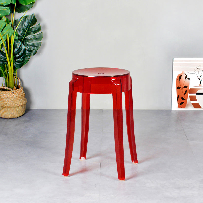 Modern Armless Backless Counter Stool Plastic Living Room Bar Stool with Plastic Pedal Red 1 Piece Short Stool(18"H) Clearhalo 'Bar Furniture' 'Bar Stools' 'bar_stools' 'furn' 'furn_bar_stools' 'furniture_bar_stools' 'Kitchen & Dining Furniture' 'kitchen&dining_furn' 'kitchen' 'kitchen_furn' Furniture' 4251082