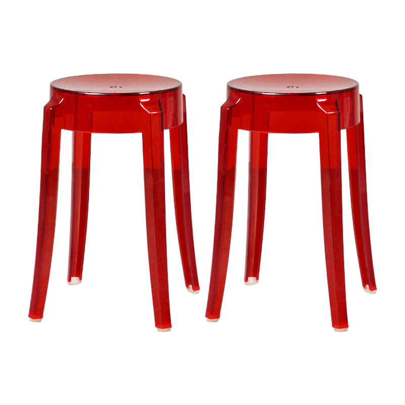 Modern Armless Backless Counter Stool Plastic Living Room Bar Stool with Plastic Pedal Red 2 Piece Set Short Stool(18"H) Clearhalo 'Bar Furniture' 'Bar Stools' 'bar_stools' 'furn' 'furn_bar_stools' 'furniture_bar_stools' 'Kitchen & Dining Furniture' 'kitchen&dining_furn' 'kitchen' 'kitchen_furn' Furniture' 4251083