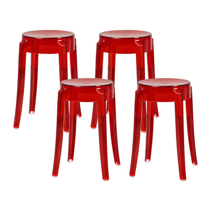 Modern Armless Backless Counter Stool Plastic Living Room Bar Stool with Plastic Pedal Red 4 Piece Set Short Stool(18"H) Clearhalo 'Bar Furniture' 'Bar Stools' 'bar_stools' 'furn' 'furn_bar_stools' 'furniture_bar_stools' 'Kitchen & Dining Furniture' 'kitchen&dining_furn' 'kitchen' 'kitchen_furn' Furniture' 4251084