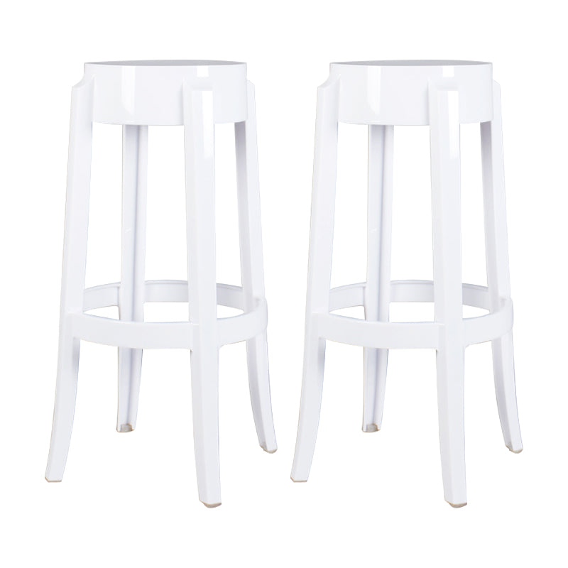 Modern Armless Backless Counter Stool Plastic Living Room Bar Stool with Plastic Pedal White 2 Piece Set Bar Stool(30"H) Clearhalo 'Bar Furniture' 'Bar Stools' 'bar_stools' 'furn' 'furn_bar_stools' 'furniture_bar_stools' 'Kitchen & Dining Furniture' 'kitchen&dining_furn' 'kitchen' 'kitchen_furn' Furniture' 4251086