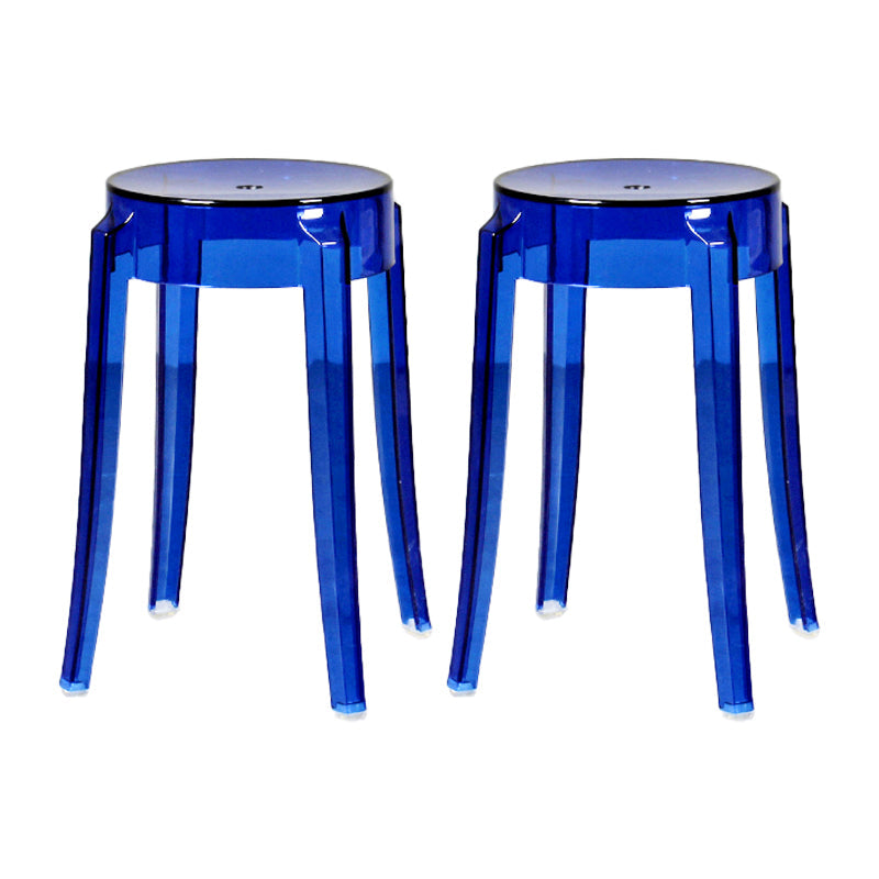Modern Armless Backless Counter Stool Plastic Living Room Bar Stool with Plastic Pedal Dark Blue 2 Piece Set Short Stool(18"H) Clearhalo 'Bar Furniture' 'Bar Stools' 'bar_stools' 'furn' 'furn_bar_stools' 'furniture_bar_stools' 'Kitchen & Dining Furniture' 'kitchen&dining_furn' 'kitchen' 'kitchen_furn' Furniture' 4251089