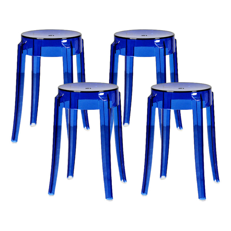 Modern Armless Backless Counter Stool Plastic Living Room Bar Stool with Plastic Pedal Dark Blue 4 Piece Set Short Stool(18"H) Clearhalo 'Bar Furniture' 'Bar Stools' 'bar_stools' 'furn' 'furn_bar_stools' 'furniture_bar_stools' 'Kitchen & Dining Furniture' 'kitchen&dining_furn' 'kitchen' 'kitchen_furn' Furniture' 4251090