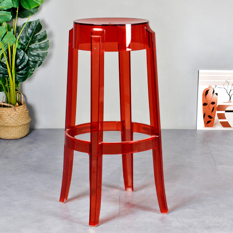 Modern Armless Backless Counter Stool Plastic Living Room Bar Stool with Plastic Pedal Red 1 Piece Bar Stool(30"H) Clearhalo 'Bar Furniture' 'Bar Stools' 'bar_stools' 'furn' 'furn_bar_stools' 'furniture_bar_stools' 'Kitchen & Dining Furniture' 'kitchen&dining_furn' 'kitchen' 'kitchen_furn' Furniture' 4251091