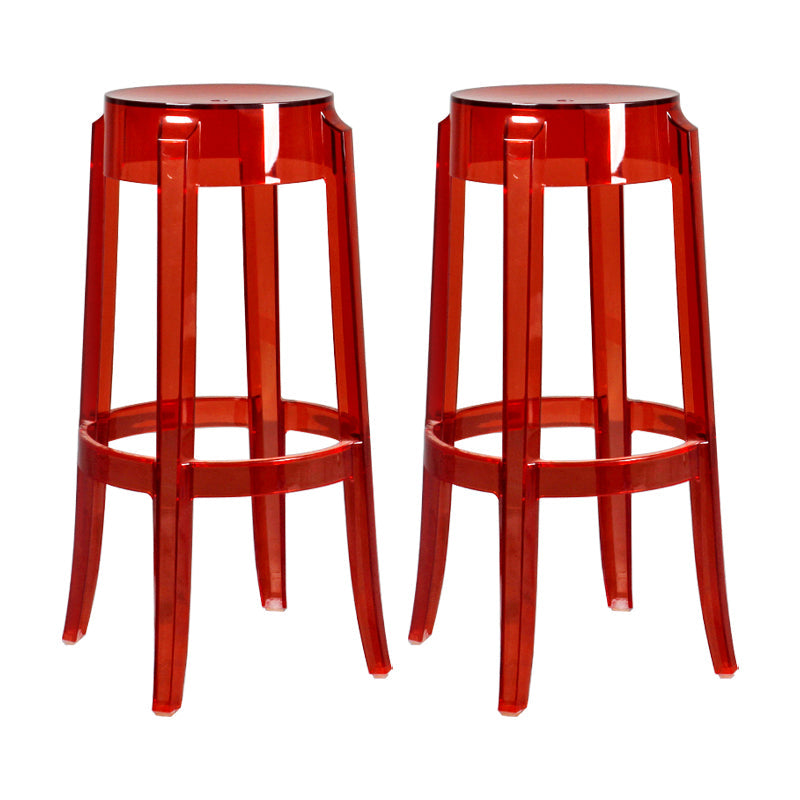 Modern Armless Backless Counter Stool Plastic Living Room Bar Stool with Plastic Pedal Red 2 Piece Set Bar Stool(30"H) Clearhalo 'Bar Furniture' 'Bar Stools' 'bar_stools' 'furn' 'furn_bar_stools' 'furniture_bar_stools' 'Kitchen & Dining Furniture' 'kitchen&dining_furn' 'kitchen' 'kitchen_furn' Furniture' 4251092
