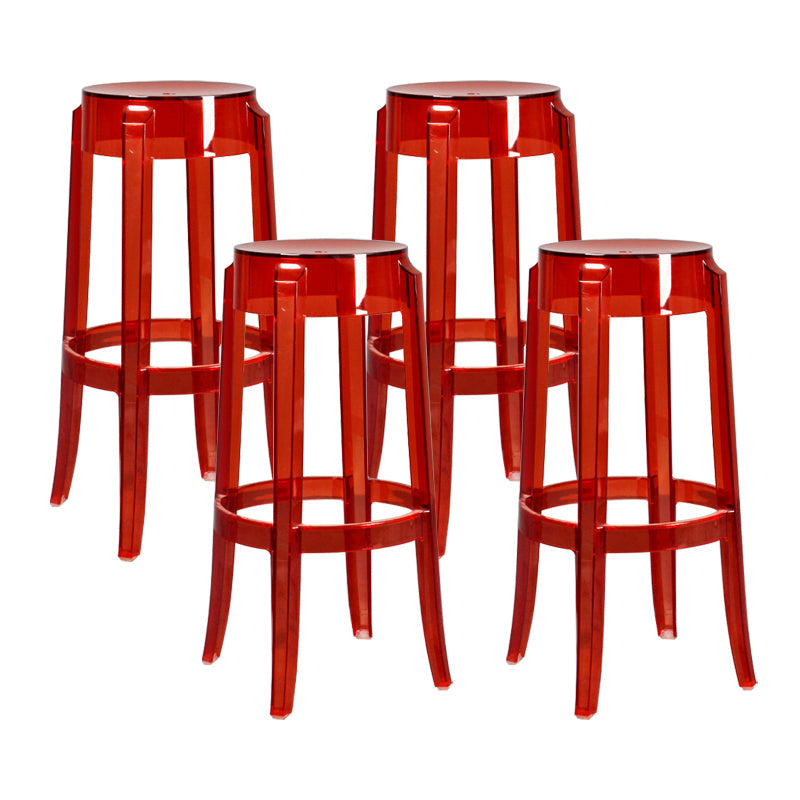 Modern Armless Backless Counter Stool Plastic Living Room Bar Stool with Plastic Pedal Red 4 Piece Set Bar Stool(30"H) Clearhalo 'Bar Furniture' 'Bar Stools' 'bar_stools' 'furn' 'furn_bar_stools' 'furniture_bar_stools' 'Kitchen & Dining Furniture' 'kitchen&dining_furn' 'kitchen' 'kitchen_furn' Furniture' 4251093
