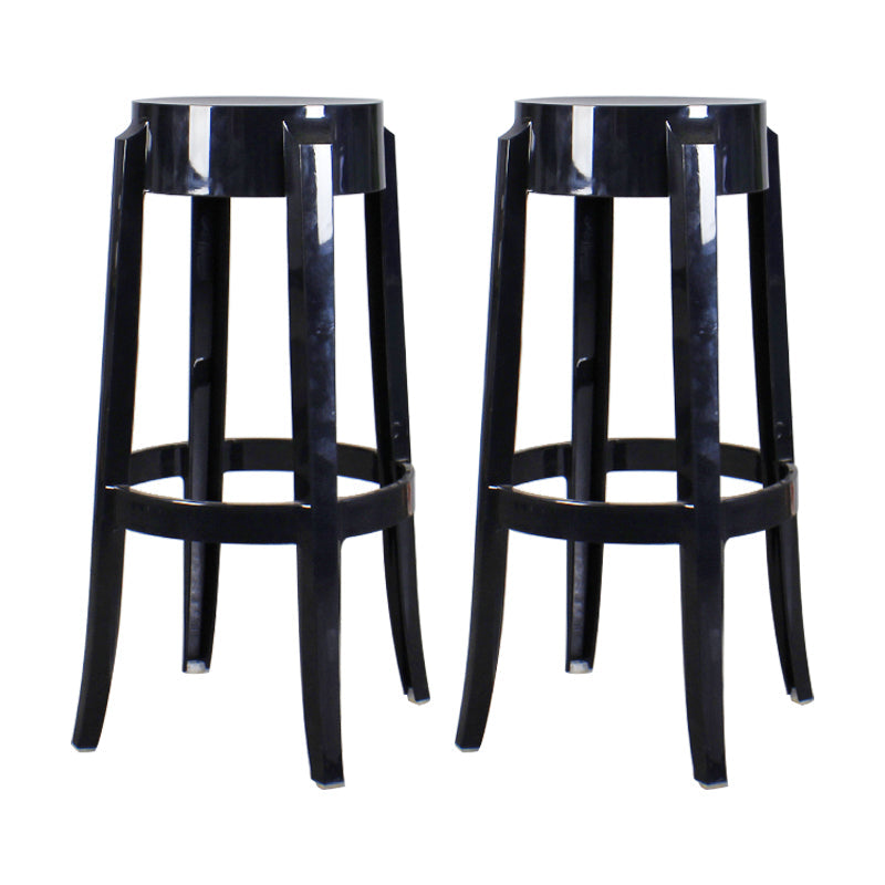 Modern Armless Backless Counter Stool Plastic Living Room Bar Stool with Plastic Pedal Black 2 Piece Set Bar Stool(30"H) Clearhalo 'Bar Furniture' 'Bar Stools' 'bar_stools' 'furn' 'furn_bar_stools' 'furniture_bar_stools' 'Kitchen & Dining Furniture' 'kitchen&dining_furn' 'kitchen' 'kitchen_furn' Furniture' 4251095