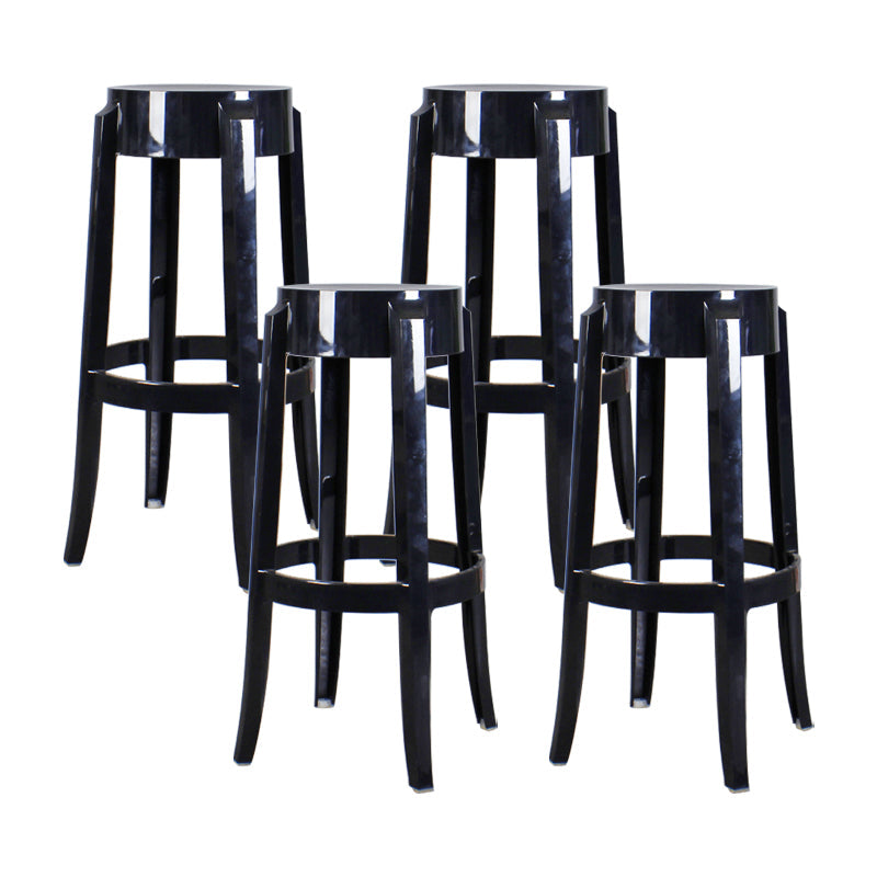 Modern Armless Backless Counter Stool Plastic Living Room Bar Stool with Plastic Pedal Black 4 Piece Set Bar Stool(30"H) Clearhalo 'Bar Furniture' 'Bar Stools' 'bar_stools' 'furn' 'furn_bar_stools' 'furniture_bar_stools' 'Kitchen & Dining Furniture' 'kitchen&dining_furn' 'kitchen' 'kitchen_furn' Furniture' 4251096