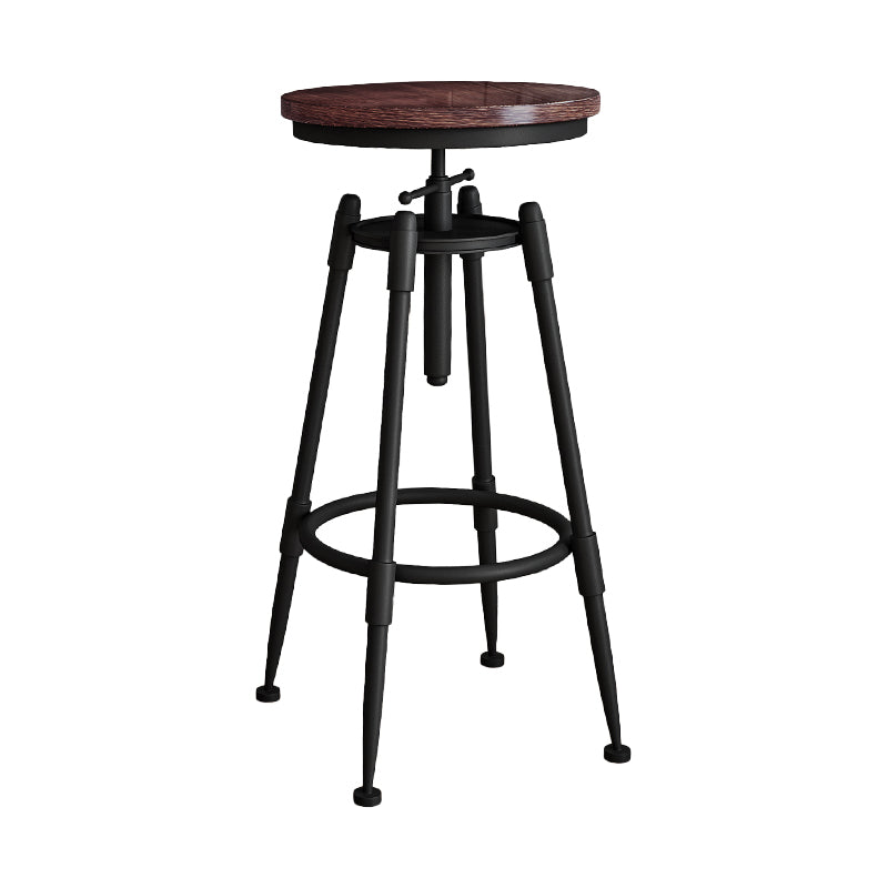 Industrial Armless Liftable Counter Stool Iron Restaurant Bar Stool with Pedal Backless 1 Piece Non-Upholstered Clearhalo 'Bar Furniture' 'Bar Stools' 'bar_stools' 'furn' 'furn_bar_stools' 'furniture_bar_stools' 'Kitchen & Dining Furniture' 'kitchen&dining_furn' 'kitchen' 'kitchen_furn' Furniture' 4251101