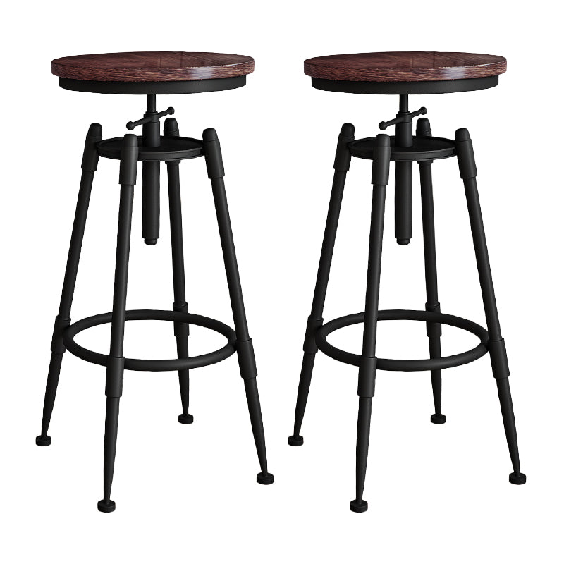 Industrial Armless Liftable Counter Stool Iron Restaurant Bar Stool with Pedal Backless 2 Piece Set Non-Upholstered Clearhalo 'Bar Furniture' 'Bar Stools' 'bar_stools' 'furn' 'furn_bar_stools' 'furniture_bar_stools' 'Kitchen & Dining Furniture' 'kitchen&dining_furn' 'kitchen' 'kitchen_furn' Furniture' 4251103