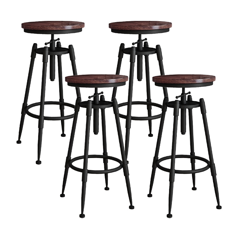 Industrial Armless Liftable Counter Stool Iron Restaurant Bar Stool with Pedal Backless 4 Piece Set Non-Upholstered Clearhalo 'Bar Furniture' 'Bar Stools' 'bar_stools' 'furn' 'furn_bar_stools' 'furniture_bar_stools' 'Kitchen & Dining Furniture' 'kitchen&dining_furn' 'kitchen' 'kitchen_furn' Furniture' 4251105