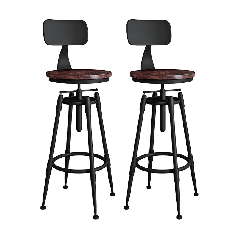 Industrial Armless Liftable Counter Stool Iron Restaurant Bar Stool with Pedal With Back 2 Piece Set Non-Upholstered Clearhalo 'Bar Furniture' 'Bar Stools' 'bar_stools' 'furn' 'furn_bar_stools' 'furniture_bar_stools' 'Kitchen & Dining Furniture' 'kitchen&dining_furn' 'kitchen' 'kitchen_furn' Furniture' 4251107