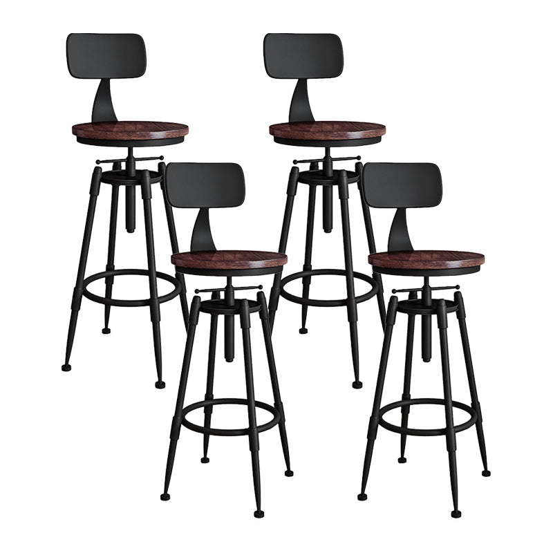 Industrial Armless Liftable Counter Stool Iron Restaurant Bar Stool with Pedal With Back 4 Piece Set Non-Upholstered Clearhalo 'Bar Furniture' 'Bar Stools' 'bar_stools' 'furn' 'furn_bar_stools' 'furniture_bar_stools' 'Kitchen & Dining Furniture' 'kitchen&dining_furn' 'kitchen' 'kitchen_furn' Furniture' 4251108