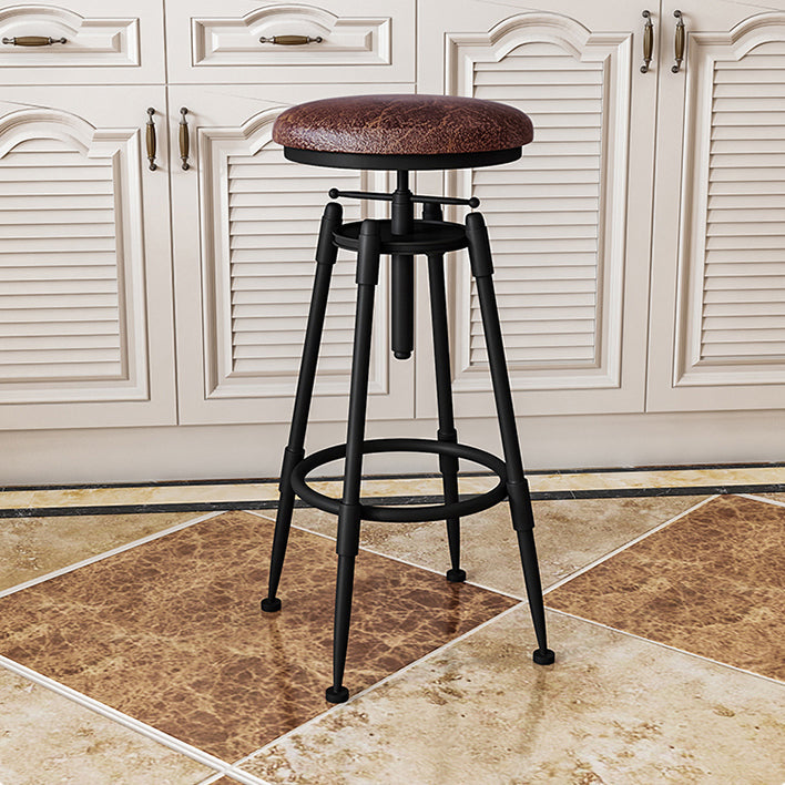 Industrial Armless Liftable Counter Stool Iron Restaurant Bar Stool with Pedal Backless 1 Piece Upholstered Clearhalo 'Bar Furniture' 'Bar Stools' 'bar_stools' 'furn' 'furn_bar_stools' 'furniture_bar_stools' 'Kitchen & Dining Furniture' 'kitchen&dining_furn' 'kitchen' 'kitchen_furn' Furniture' 4251111