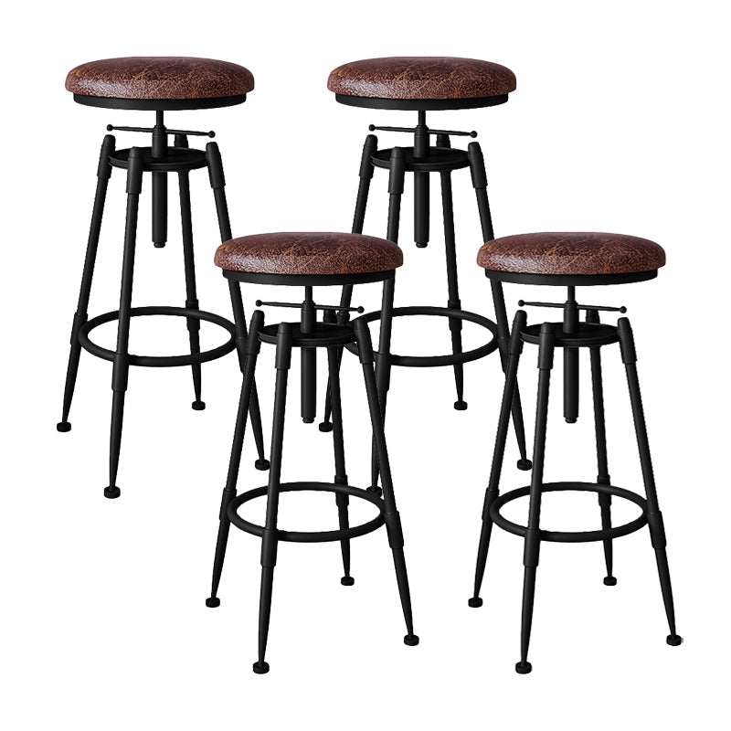 Industrial Armless Liftable Counter Stool Iron Restaurant Bar Stool with Pedal Backless 2 Piece Set Upholstered Clearhalo 'Bar Furniture' 'Bar Stools' 'bar_stools' 'furn' 'furn_bar_stools' 'furniture_bar_stools' 'Kitchen & Dining Furniture' 'kitchen&dining_furn' 'kitchen' 'kitchen_furn' Furniture' 4251112