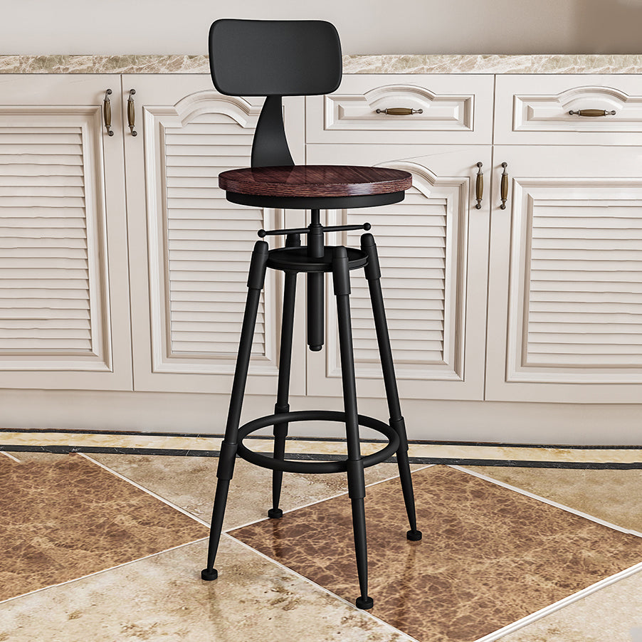 Industrial Armless Liftable Counter Stool Iron Restaurant Bar Stool with Pedal With Back 1 Piece Non-Upholstered Clearhalo 'Bar Furniture' 'Bar Stools' 'bar_stools' 'furn' 'furn_bar_stools' 'furniture_bar_stools' 'Kitchen & Dining Furniture' 'kitchen&dining_furn' 'kitchen' 'kitchen_furn' Furniture' 4251113