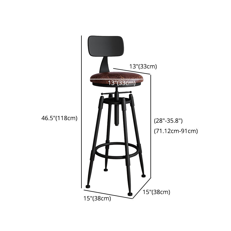 Industrial Armless Liftable Counter Stool Iron Restaurant Bar Stool with Pedal Clearhalo 'Bar Furniture' 'Bar Stools' 'bar_stools' 'furn' 'furn_bar_stools' 'furniture_bar_stools' 'Kitchen & Dining Furniture' 'kitchen&dining_furn' 'kitchen' 'kitchen_furn' Furniture' 4251118