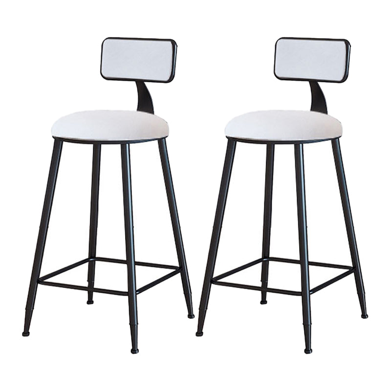 Modern Armless Backrest Counter Stool Iron Household Bar Stool with Velvet Cushion White 2 Piece Set Counter Stool(26"H) Clearhalo 'Bar Furniture' 'Bar Stools' 'bar_stools' 'furn' 'furn_bar_stools' 'furniture_bar_stools' 'Kitchen & Dining Furniture' 'kitchen&dining_furn' 'kitchen' 'kitchen_furn' Furniture' 4251125