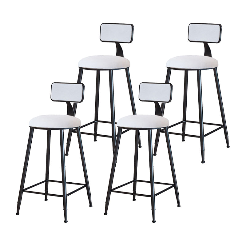 Modern Armless Backrest Counter Stool Iron Household Bar Stool with Velvet Cushion White 4 Piece Set Counter Stool(26"H) Clearhalo 'Bar Furniture' 'Bar Stools' 'bar_stools' 'furn' 'furn_bar_stools' 'furniture_bar_stools' 'Kitchen & Dining Furniture' 'kitchen&dining_furn' 'kitchen' 'kitchen_furn' Furniture' 4251127