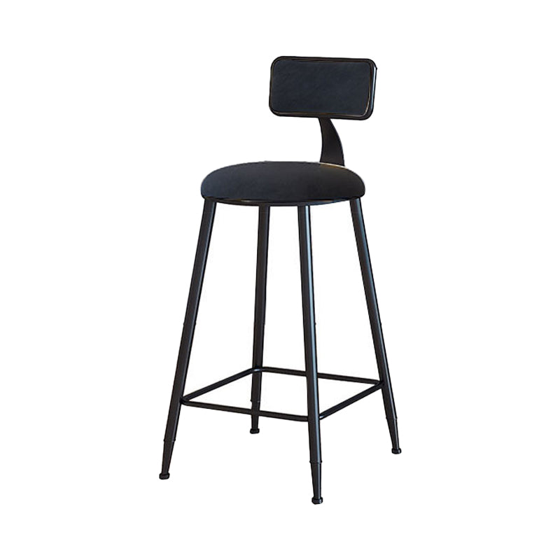 Modern Armless Backrest Counter Stool Iron Household Bar Stool with Velvet Cushion Black 1 Piece Counter Stool(26"H) Clearhalo 'Bar Furniture' 'Bar Stools' 'bar_stools' 'furn' 'furn_bar_stools' 'furniture_bar_stools' 'Kitchen & Dining Furniture' 'kitchen&dining_furn' 'kitchen' 'kitchen_furn' Furniture' 4251129