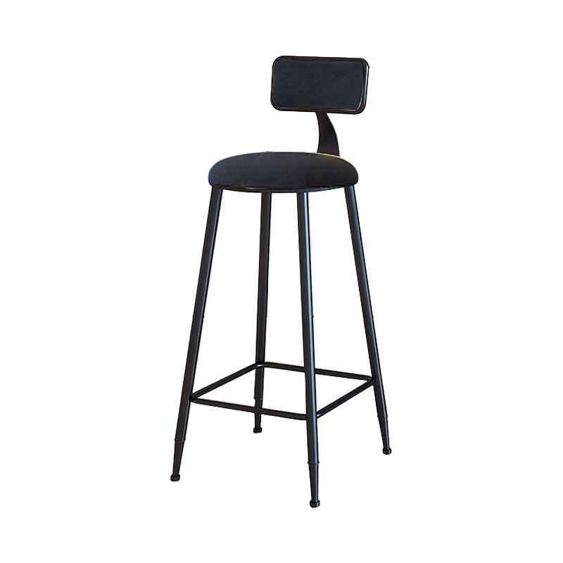Modern Armless Backrest Counter Stool Iron Household Bar Stool with Velvet Cushion Black 1 Piece Bar Stool(30"H) Clearhalo 'Bar Furniture' 'Bar Stools' 'bar_stools' 'furn' 'furn_bar_stools' 'furniture_bar_stools' 'Kitchen & Dining Furniture' 'kitchen&dining_furn' 'kitchen' 'kitchen_furn' Furniture' 4251130