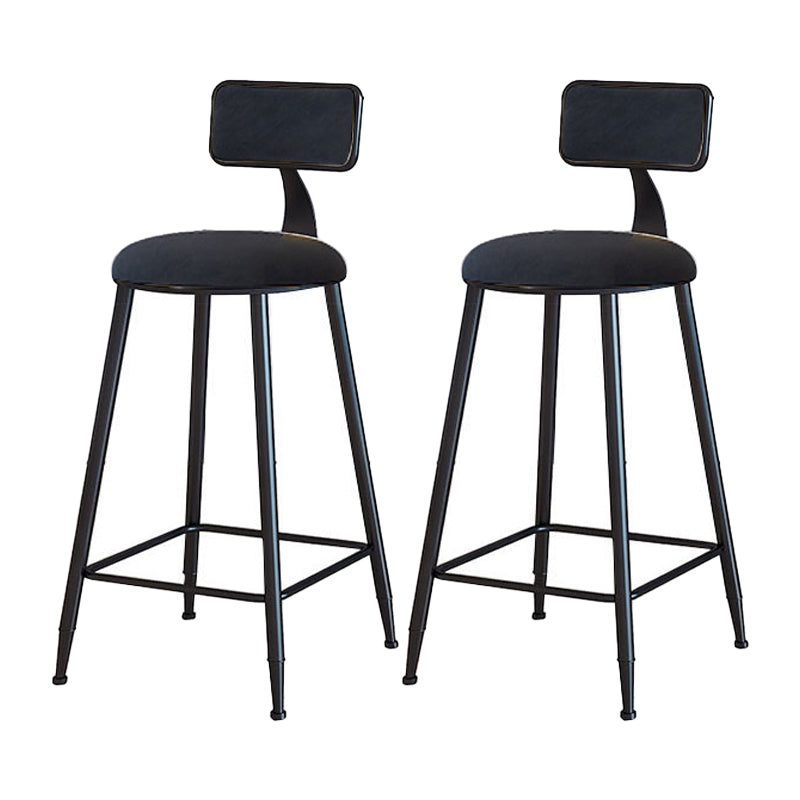 Modern Armless Backrest Counter Stool Iron Household Bar Stool with Velvet Cushion Black 2 Piece Set Counter Stool(26"H) Clearhalo 'Bar Furniture' 'Bar Stools' 'bar_stools' 'furn' 'furn_bar_stools' 'furniture_bar_stools' 'Kitchen & Dining Furniture' 'kitchen&dining_furn' 'kitchen' 'kitchen_furn' Furniture' 4251131