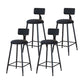 Modern Armless Backrest Counter Stool Iron Household Bar Stool with Velvet Cushion Black 4 Piece Set Counter Stool(26"H) Clearhalo 'Bar Furniture' 'Bar Stools' 'bar_stools' 'furn' 'furn_bar_stools' 'furniture_bar_stools' 'Kitchen & Dining Furniture' 'kitchen&dining_furn' 'kitchen' 'kitchen_furn' Furniture' 4251133