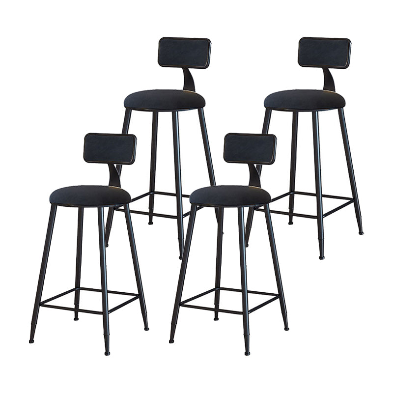 Modern Armless Backrest Counter Stool Iron Household Bar Stool with Velvet Cushion Black 4 Piece Set Counter Stool(26"H) Clearhalo 'Bar Furniture' 'Bar Stools' 'bar_stools' 'furn' 'furn_bar_stools' 'furniture_bar_stools' 'Kitchen & Dining Furniture' 'kitchen&dining_furn' 'kitchen' 'kitchen_furn' Furniture' 4251133