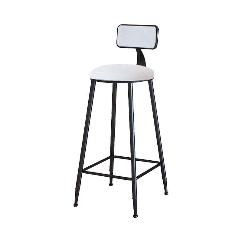 Modern Armless Backrest Counter Stool Iron Household Bar Stool with Velvet Cushion White 1 Piece Bar Stool(30"H) Clearhalo 'Bar Furniture' 'Bar Stools' 'bar_stools' 'furn' 'furn_bar_stools' 'furniture_bar_stools' 'Kitchen & Dining Furniture' 'kitchen&dining_furn' 'kitchen' 'kitchen_furn' Furniture' 4251134