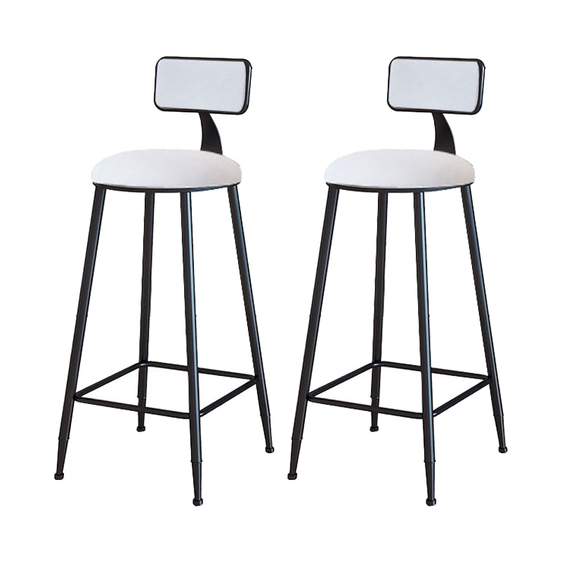 Modern Armless Backrest Counter Stool Iron Household Bar Stool with Velvet Cushion White 2 Piece Set Bar Stool(30"H) Clearhalo 'Bar Furniture' 'Bar Stools' 'bar_stools' 'furn' 'furn_bar_stools' 'furniture_bar_stools' 'Kitchen & Dining Furniture' 'kitchen&dining_furn' 'kitchen' 'kitchen_furn' Furniture' 4251136