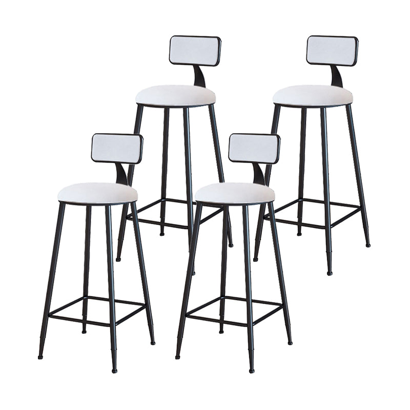 Modern Armless Backrest Counter Stool Iron Household Bar Stool with Velvet Cushion White 4 Piece Set Bar Stool(30"H) Clearhalo 'Bar Furniture' 'Bar Stools' 'bar_stools' 'furn' 'furn_bar_stools' 'furniture_bar_stools' 'Kitchen & Dining Furniture' 'kitchen&dining_furn' 'kitchen' 'kitchen_furn' Furniture' 4251137