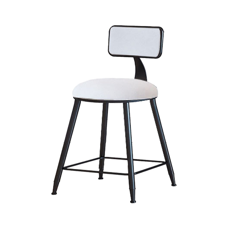 Modern Armless Backrest Counter Stool Iron Household Bar Stool with Velvet Cushion White 1 Piece Short Stool(18"H) Clearhalo 'Bar Furniture' 'Bar Stools' 'bar_stools' 'furn' 'furn_bar_stools' 'furniture_bar_stools' 'Kitchen & Dining Furniture' 'kitchen&dining_furn' 'kitchen' 'kitchen_furn' Furniture' 4251138