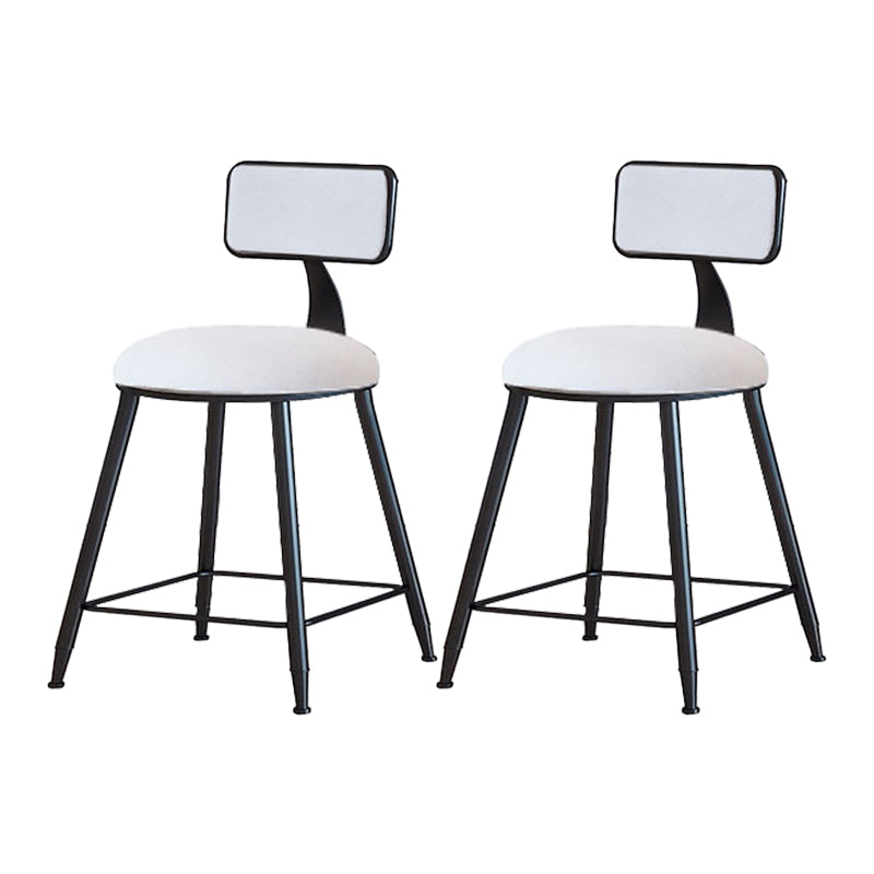 Modern Armless Backrest Counter Stool Iron Household Bar Stool with Velvet Cushion White 2 Piece Set Short Stool(18"H) Clearhalo 'Bar Furniture' 'Bar Stools' 'bar_stools' 'furn' 'furn_bar_stools' 'furniture_bar_stools' 'Kitchen & Dining Furniture' 'kitchen&dining_furn' 'kitchen' 'kitchen_furn' Furniture' 4251139