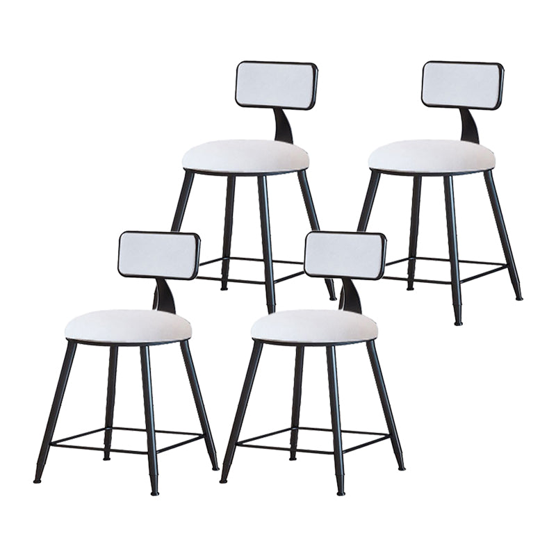 Modern Armless Backrest Counter Stool Iron Household Bar Stool with Velvet Cushion White 4 Piece Set Short Stool(18"H) Clearhalo 'Bar Furniture' 'Bar Stools' 'bar_stools' 'furn' 'furn_bar_stools' 'furniture_bar_stools' 'Kitchen & Dining Furniture' 'kitchen&dining_furn' 'kitchen' 'kitchen_furn' Furniture' 4251140