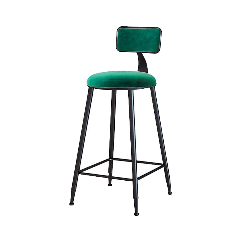 Modern Armless Backrest Counter Stool Iron Household Bar Stool with Velvet Cushion Green 1 Piece Counter Stool(26"H) Clearhalo 'Bar Furniture' 'Bar Stools' 'bar_stools' 'furn' 'furn_bar_stools' 'furniture_bar_stools' 'Kitchen & Dining Furniture' 'kitchen&dining_furn' 'kitchen' 'kitchen_furn' Furniture' 4251141