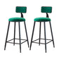 Modern Armless Backrest Counter Stool Iron Household Bar Stool with Velvet Cushion Green 2 Piece Set Counter Stool(26"H) Clearhalo 'Bar Furniture' 'Bar Stools' 'bar_stools' 'furn' 'furn_bar_stools' 'furniture_bar_stools' 'Kitchen & Dining Furniture' 'kitchen&dining_furn' 'kitchen' 'kitchen_furn' Furniture' 4251142